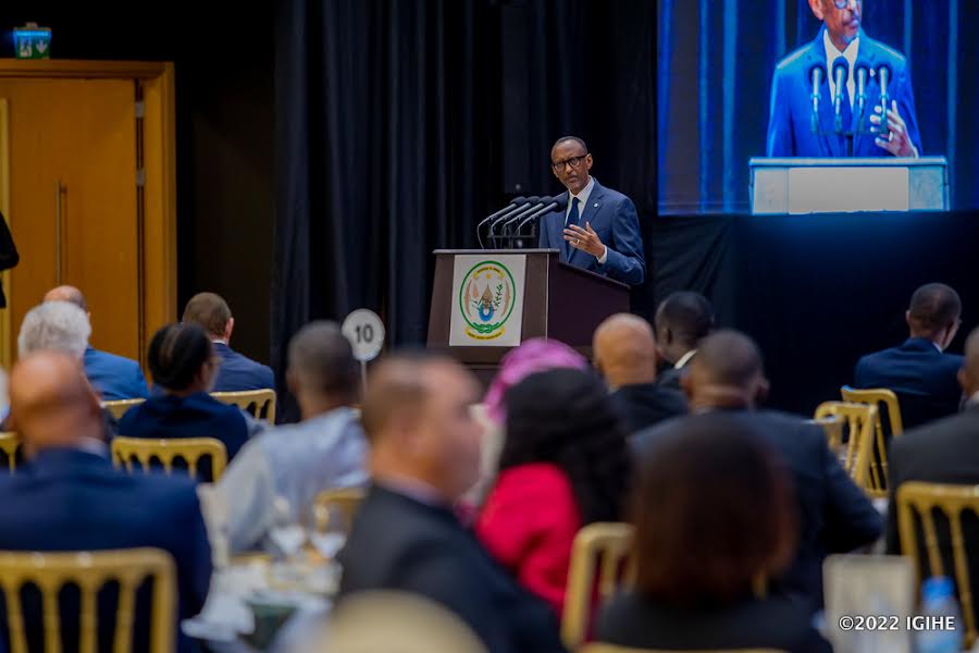 President Paul Kagame addressing members of the diplomatic corps. 
