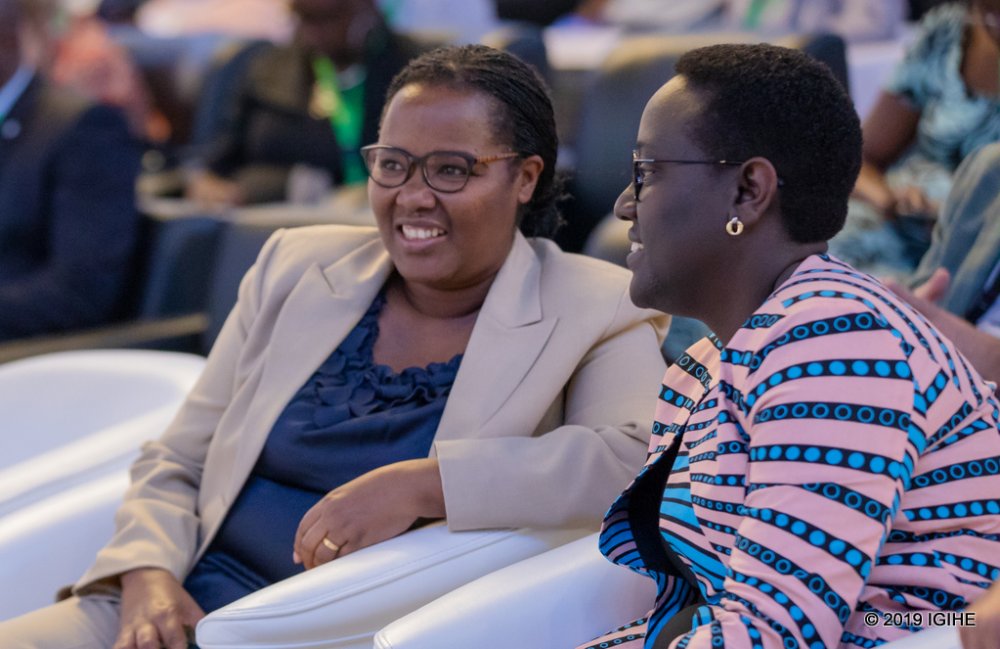 The Minister of Cabinet Affairs, in the Office of the Prime, Marie-Solange Kayisire  Minister with Dr. Gerardine MUKESHIMANA, the Minister of Agriculture and Animal Resources of the Republic of Rwanda.
