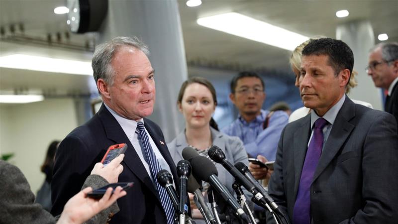 Senator Tim Kaine said Trump's failure to seek congressional approval violates US law