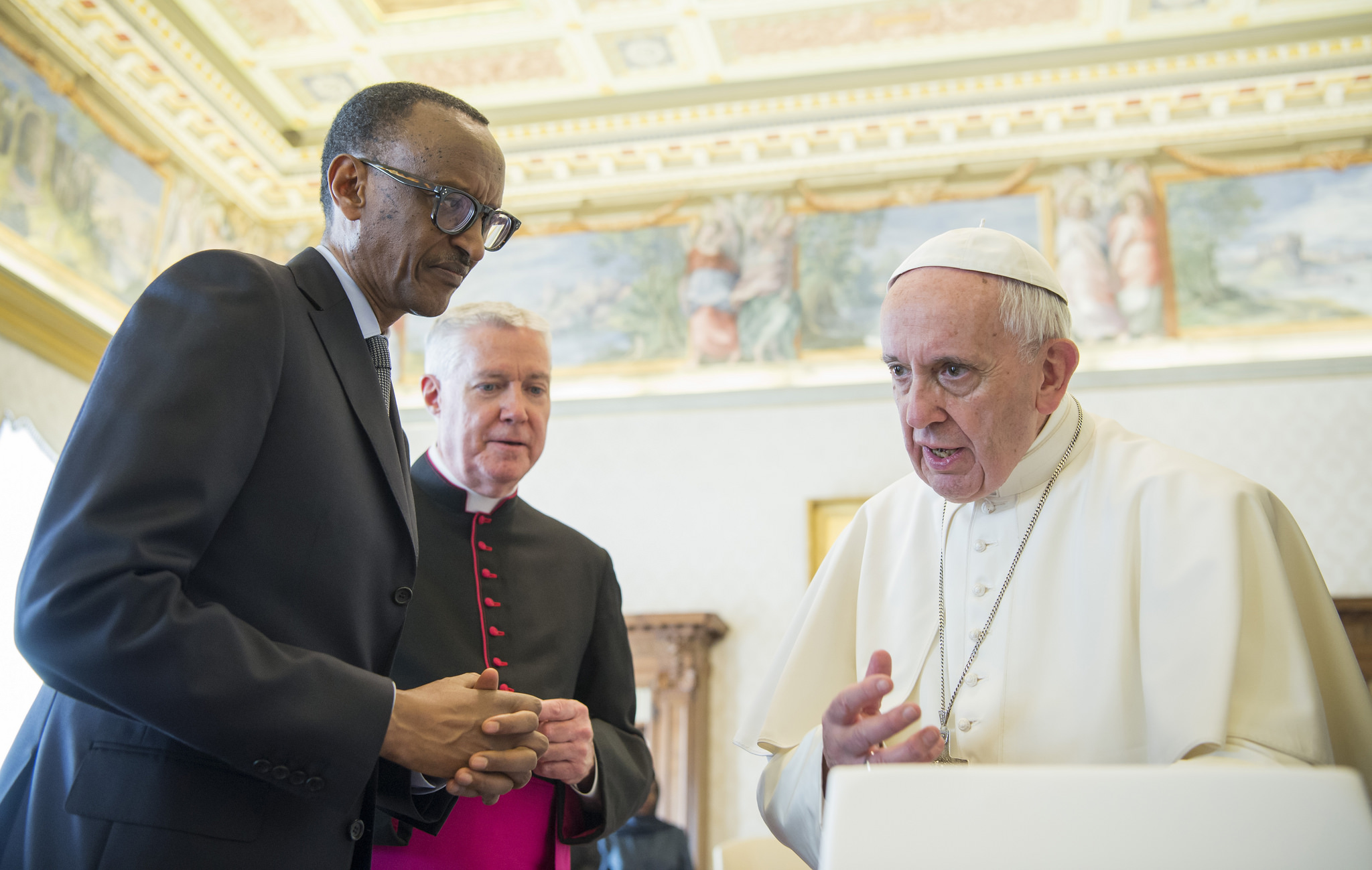 President Paul Kagame with Pope Francis today in Vatican