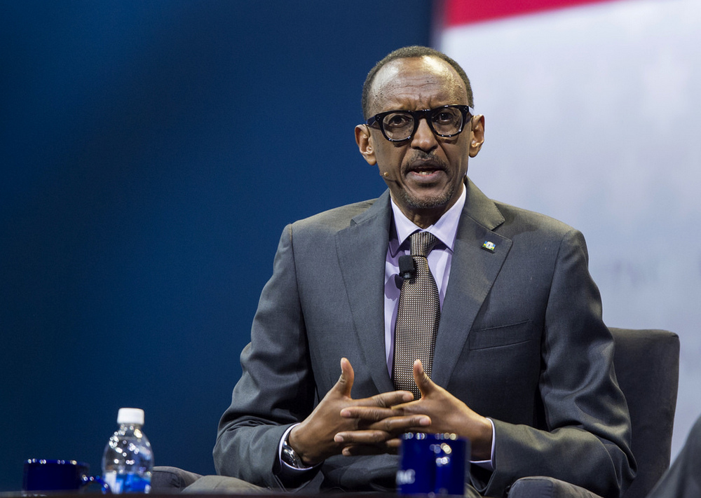 Rwandan President Paul Kagame speaks at the American Israel Public Affairs Committee (AIPAC) Policy Conference in Washington, DC, on March 26, 2017.