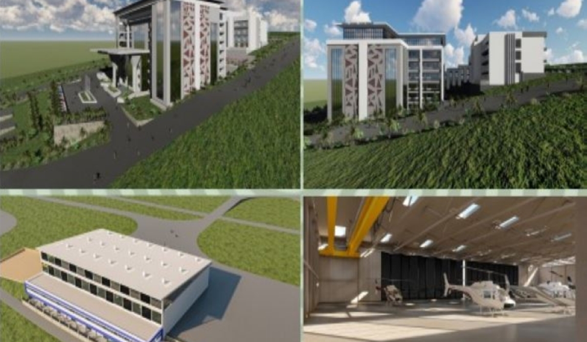 An artist’s impression of the Centre of Excellence for Aviation Skills (CEAS) to be set up in Kigali. The facility including an aircraft hangar, will partner with higher learning institutions to produce a skilled workforce to meet global aviation training standards and industry demands.