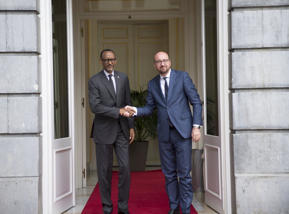 President Paul Kagame with Belgium Prime Minister Charles Michel