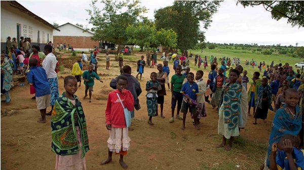 Children at a school in Chimoya where mothers' groups campaigning to end child marriage say parents refuse