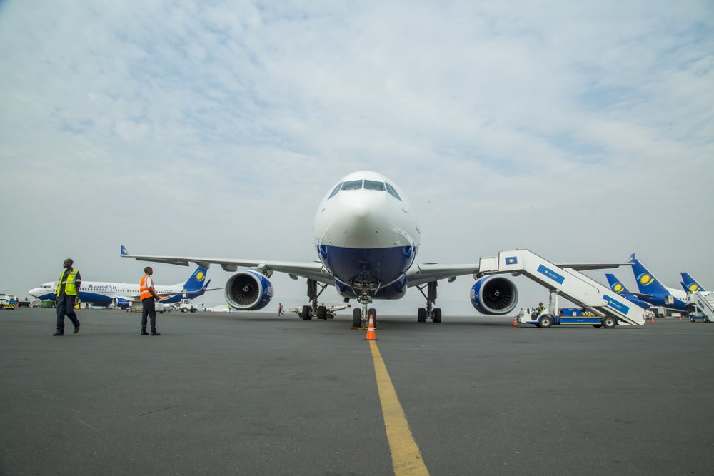 RwandAir aircraft at the Kanombe airport.