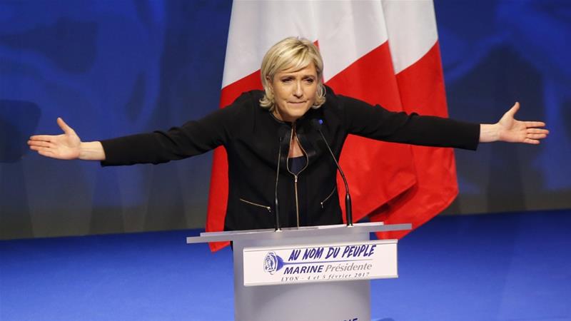 The FN says the move aims to disrupt Le Pen's presidential election campaign