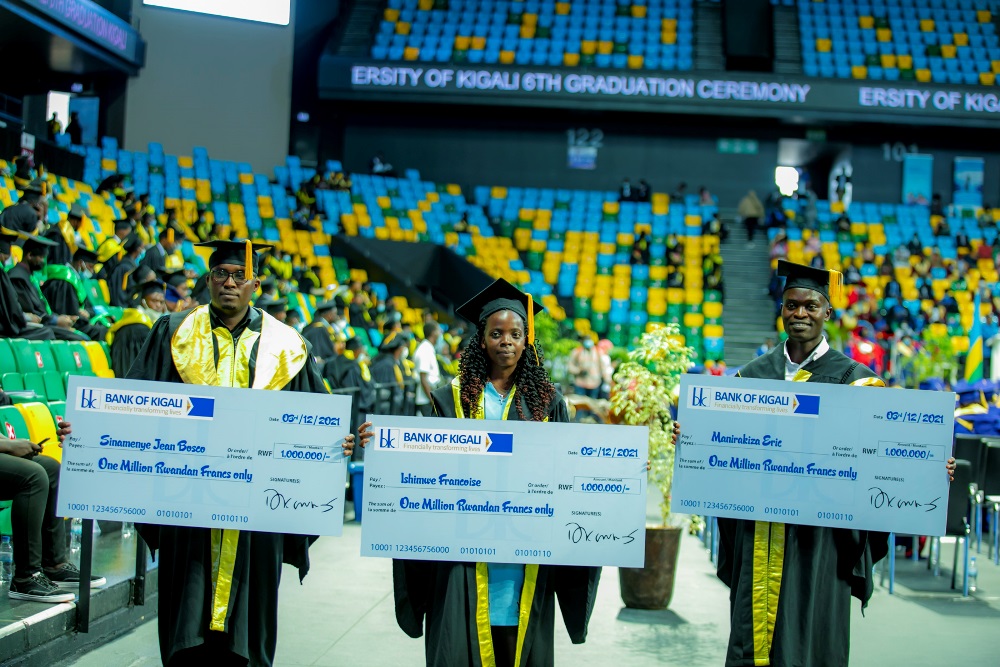 The best three performing students were awarded Rwf3 million.  