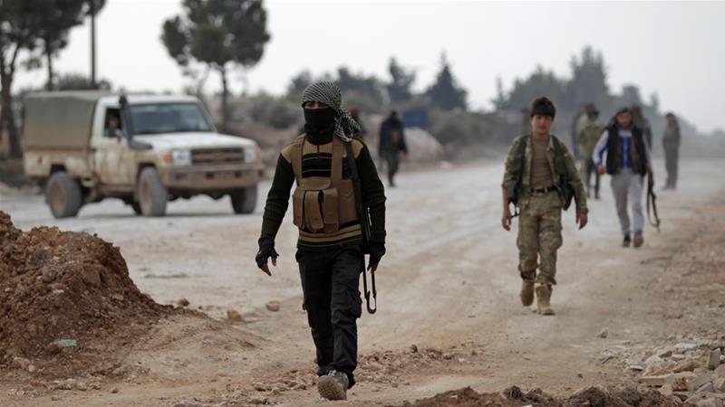 Free Syrian Army fighters patrol near al-Bab earlier this month