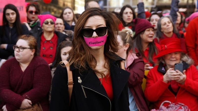 Some women protested against the 'gag rule' that bans NGOs from providing abortion services if they receive US funding