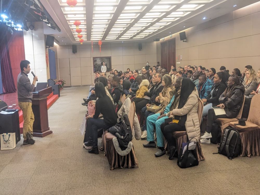 Mr. Yu Lei, Director of CIPCC speaking to journalists at the orientation event.   