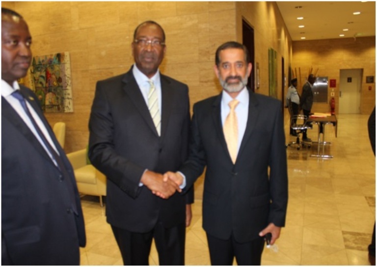 Rwanda's ambassador in Angola, Alfred Gakuba, with the high commissioner in the United Arab Emirates, Khalid Salem Almheiri