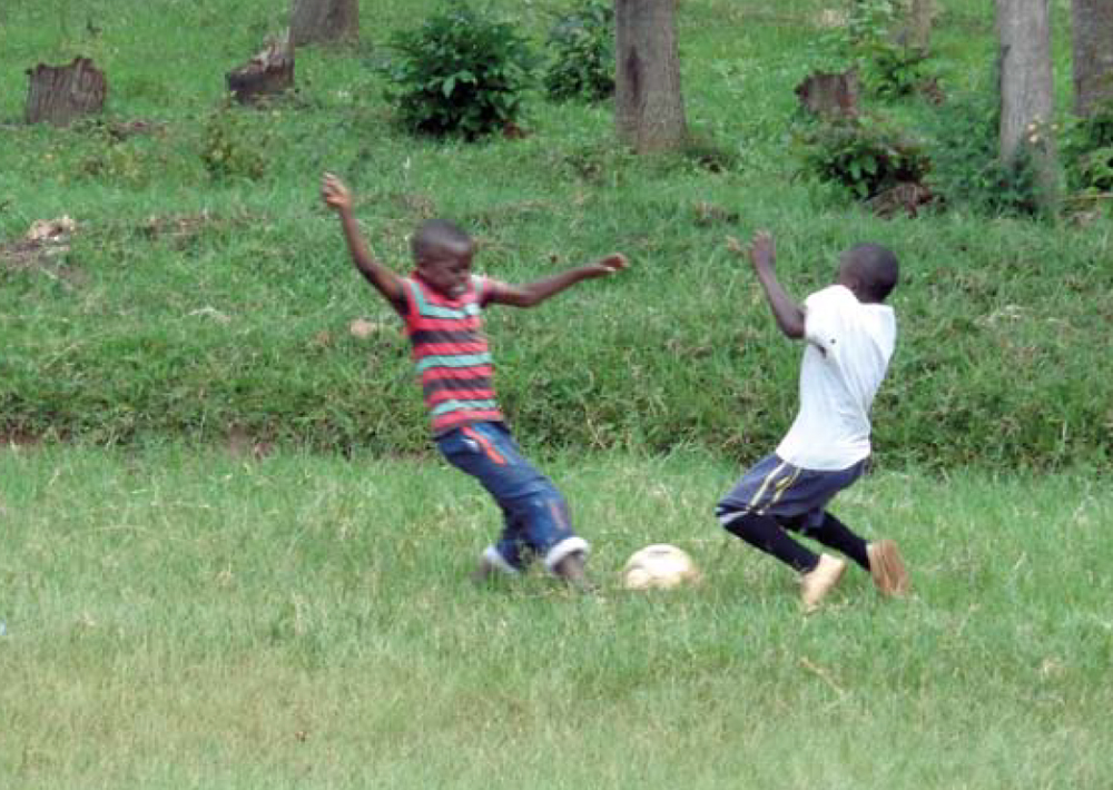 “Sports aren’t just fun, they’re important for a healthy life. Every child should be able to take time for football, or volleyball, or whatever they like.” Cedrick Bizimana (17) and Claudia Kamanzi (15)