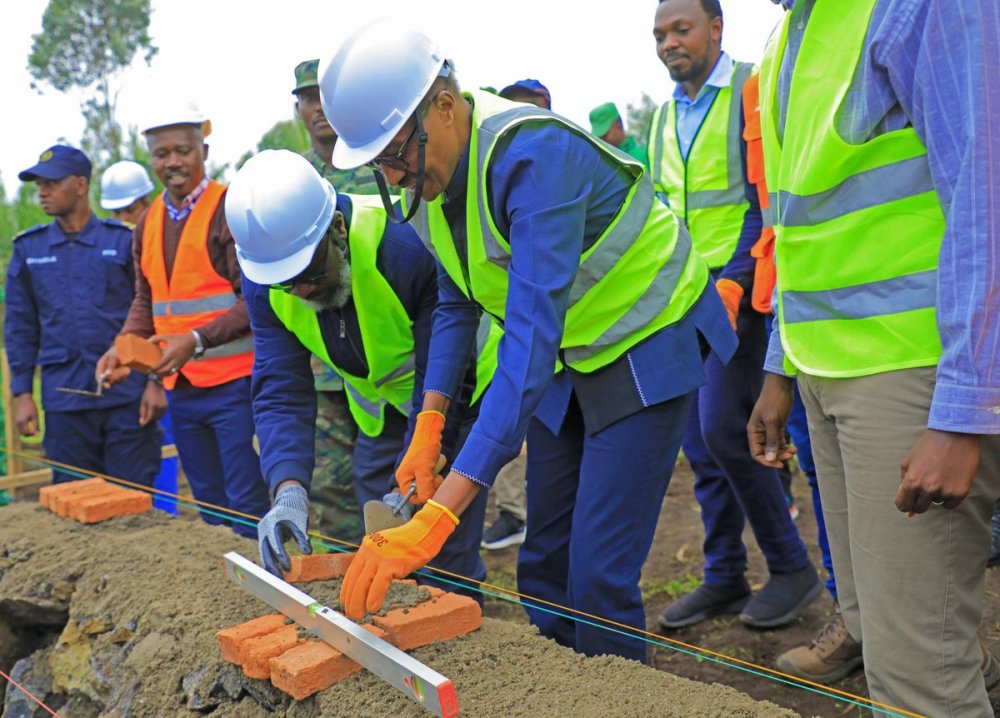 The Minister of Emergency Management (MINEMA), Major General (Retired) Albert Murasira, laid the foundation stone for new homes to be built for 870 families in Rubavu District during a ceremony held in Rugerero Sector, Muhira Cell, Gitebe II Village.