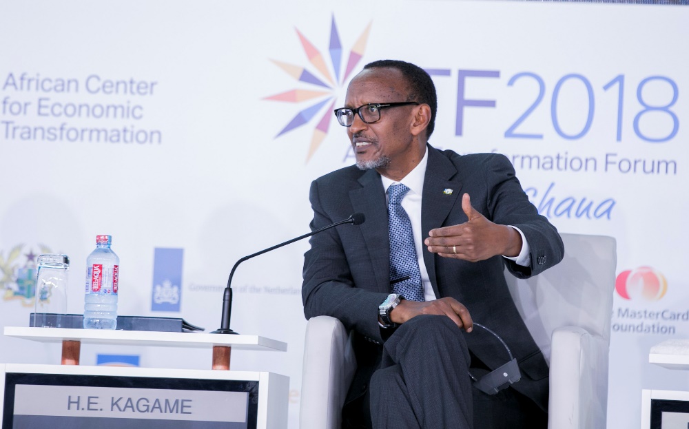 Kagame speaks yesterday in Accra, Ghana in the African Transformation Forum.