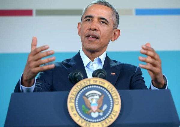 US President Barack Obama speaks during a press conference following a meeting of the Association of Southeast Asian Nations (ASEAN) at the Sunnylands estate on February 16, 2016.