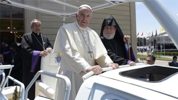 Earlier Saturday, Francis paid his respects to Armenian massacre victims during a visit to the Tsitsernakaberd memorial complex in Yerevan.