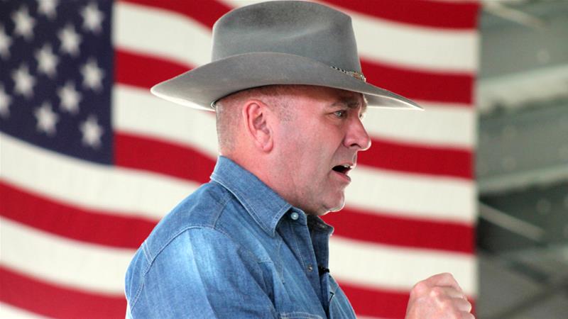 Congressman Clay Higgins speaks at a rally