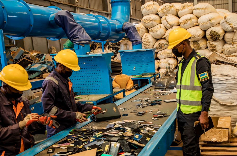 The assorted substandard electronics, including computers and mobile phones were disposed of on Thursday, September 26, at Enviroserve Rwanda E-Waste recycling facility in Bugesera District.