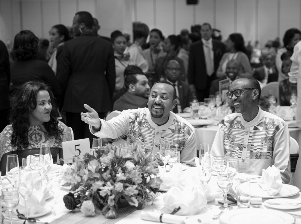 President Paul Kagame with Egypt's President Abdel Fattah El-Sisi at a Gala Dinner in the 32nd Ordinary Session of the Assembly of the African Union