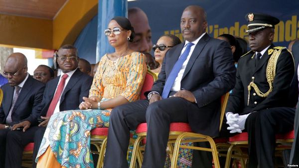 Democratic Republic of the Congo's President Joseph Kabila and First Lady Marie Olive Lembe attend the anniversary celebrations of Congo's independence from Belgium in Kindu, the capital of Maniema province in the Democratic Republic of Congo, June 30, 2016.