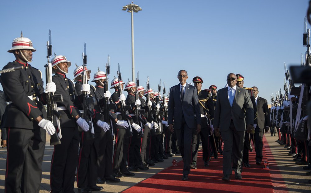 President Mokgweetsi Eric Keabetswe Masisi. escorting his counterpart President Kagame at the airport 