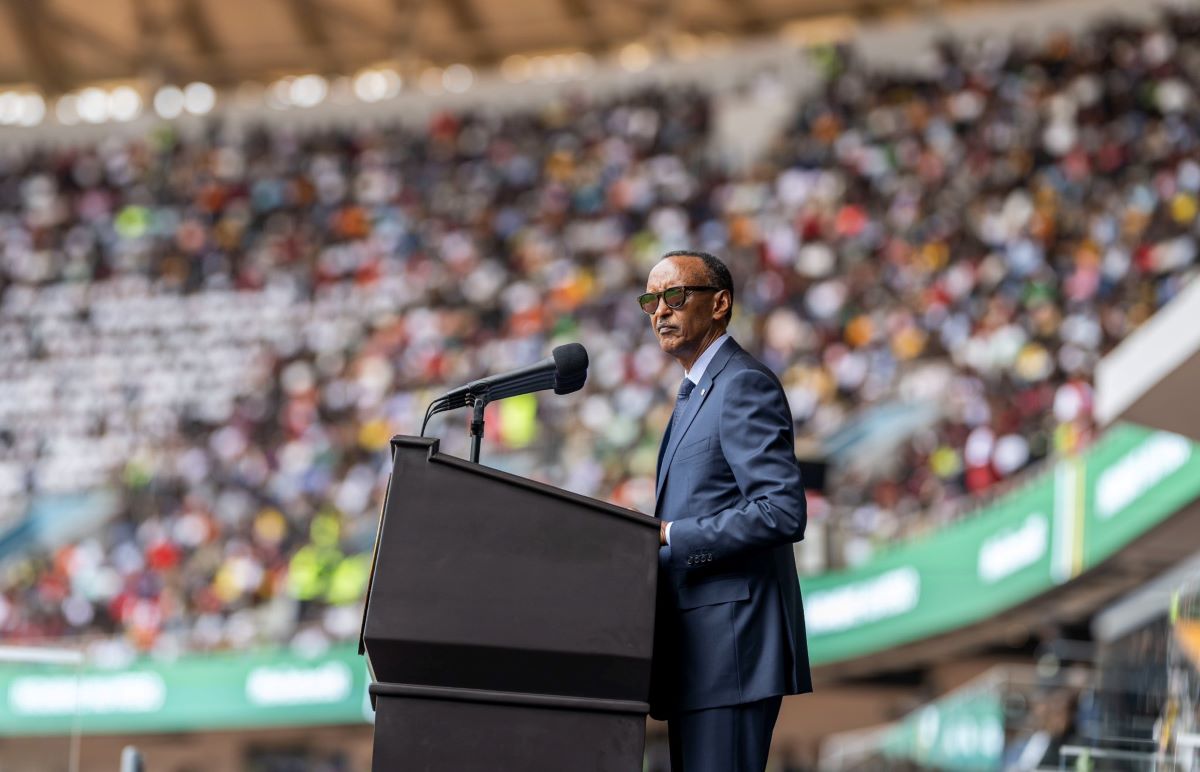 President Paul Kagame addressing the gathering at Amahoro Stadium during Liberation Day celebrations on 4th July 2024