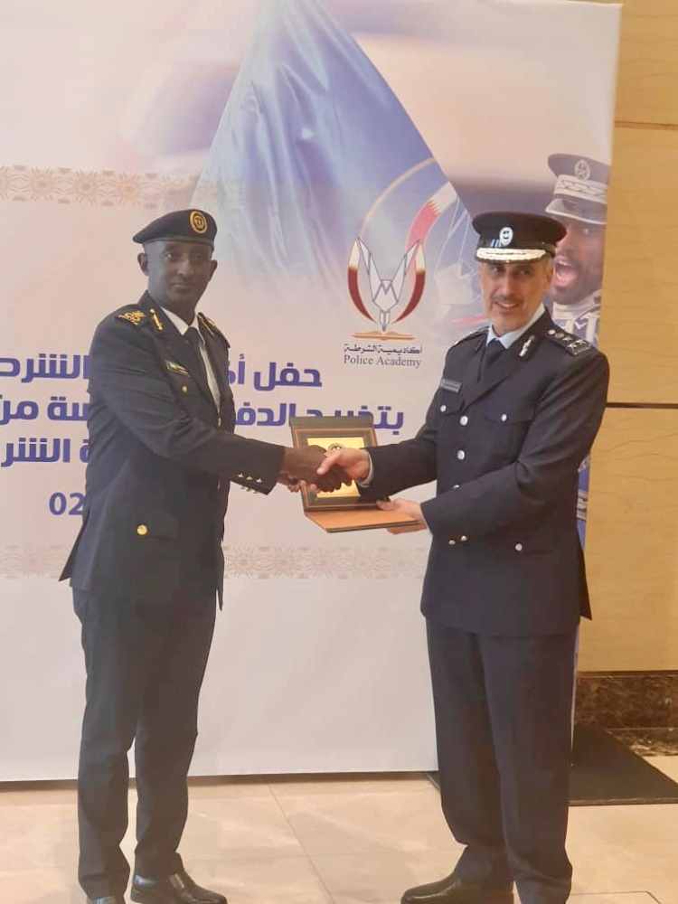 DIGP Namuhoranye (left) is in Qatar at the invitation of the Director General of Public Security of Qatar, Lt Gen. Saad Bin Jassim Al Khulaifi.