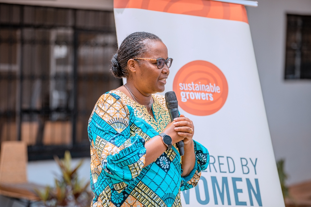 Minister Mukeshimana addressing participants of the International Coffee Day.