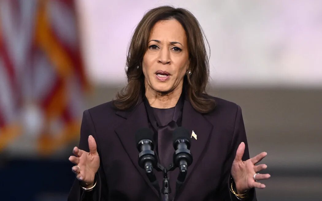 US Vice President Democratic presidential candidate Kamala Harris delivers her concession speech at Howard University in Washington, DC. on November 6, 2024.