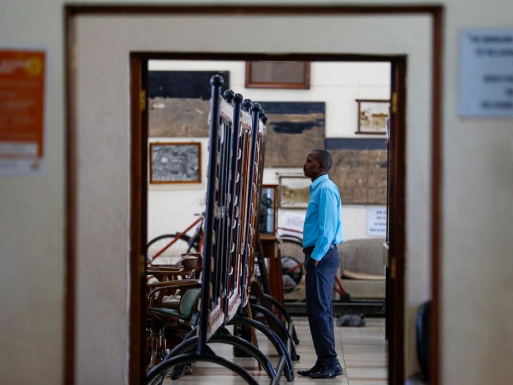A visitor views exhibits at the Nairobi Railway Museum in Nairobi, Kenya, on Nov. 27, 2023. (Xinhua/Li Yahui)