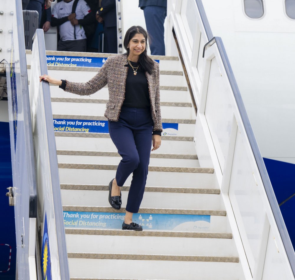 UK Home Secretary, Suella Braverman arrived at Kigali International Airport on Saturday morning.