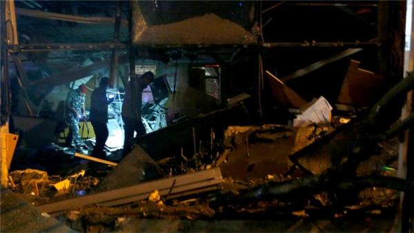 Security personnel secured the site of the explosion in the Verdun neighbourhood in Beirut
