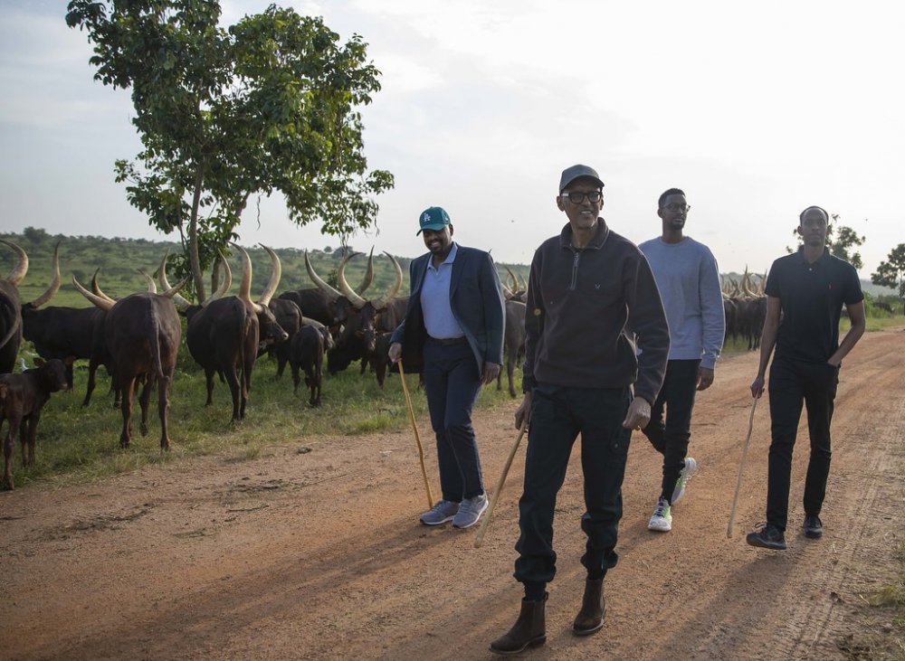President Kagame and Gen Muhoozi at his farm last year. 