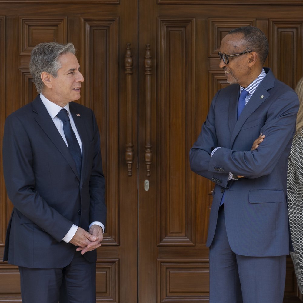 President Kagame with Blinken during his visit to Rwanda last year.  