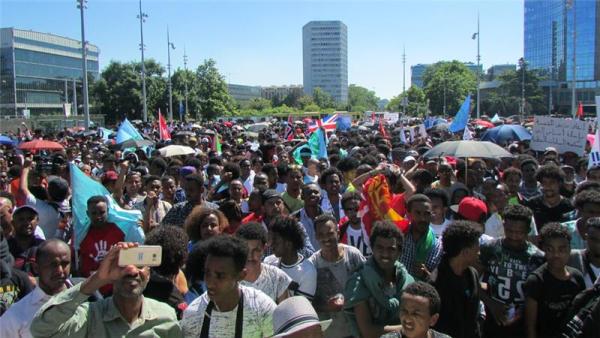 Organisers claimed more than 10,000 people from all across Europe marched in front of the UN office 