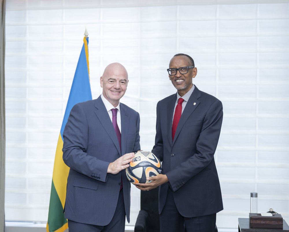 President Kagame with Gianni Infantino in New York. 