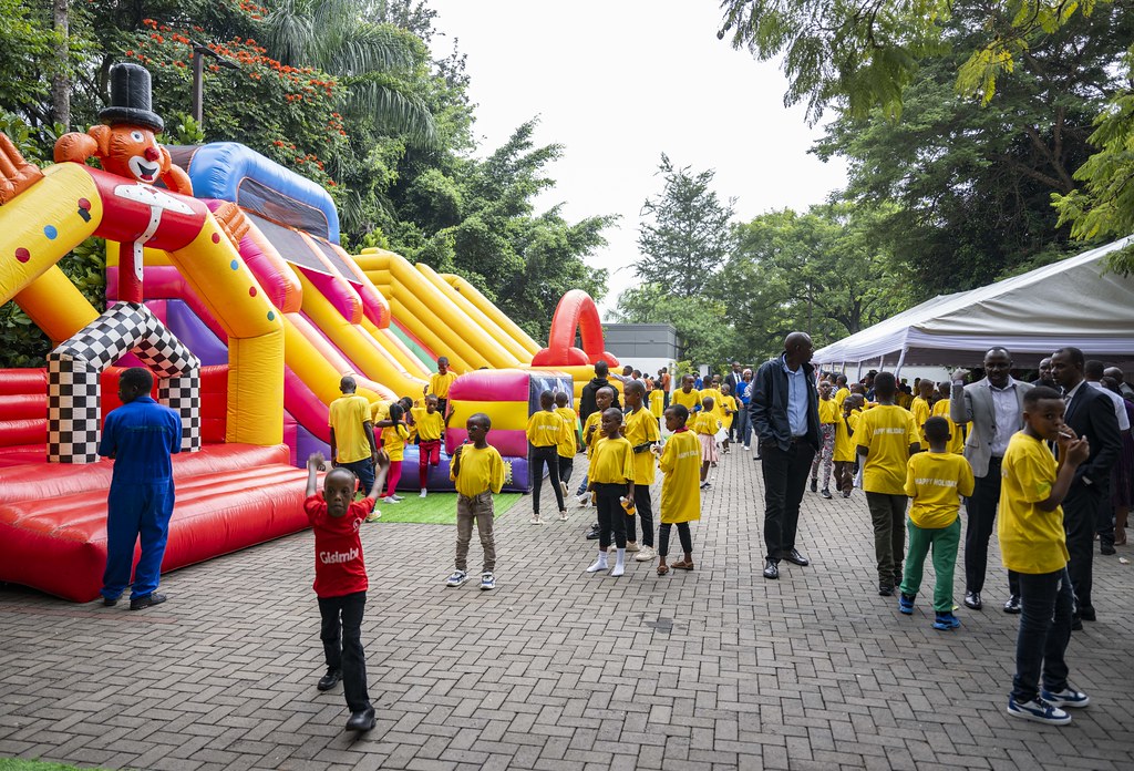 The children enjoyed various forms of entertainment, including bouncing castles.