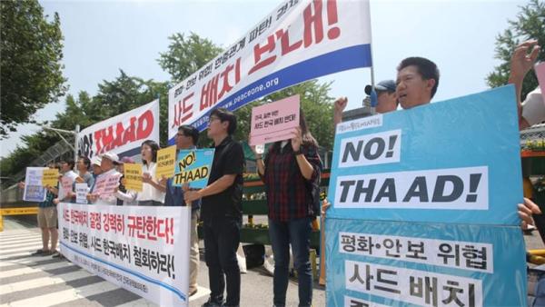 South Korean activists have taken to the streets to protest against the missile system 