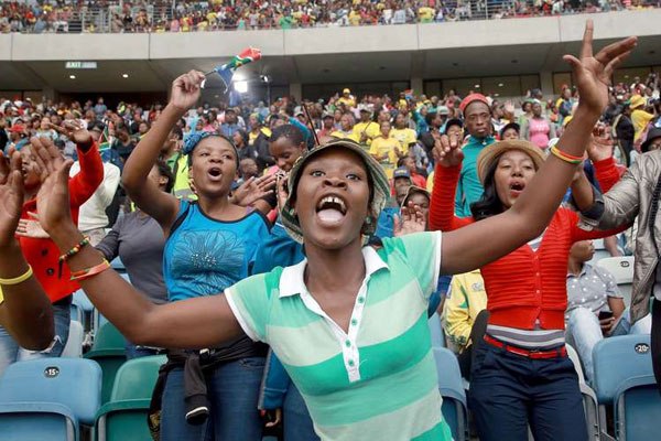 South Africans gather at the Moses Mabhida Football stadium in Durban to mark Human Rights Day on March 21, 2016.