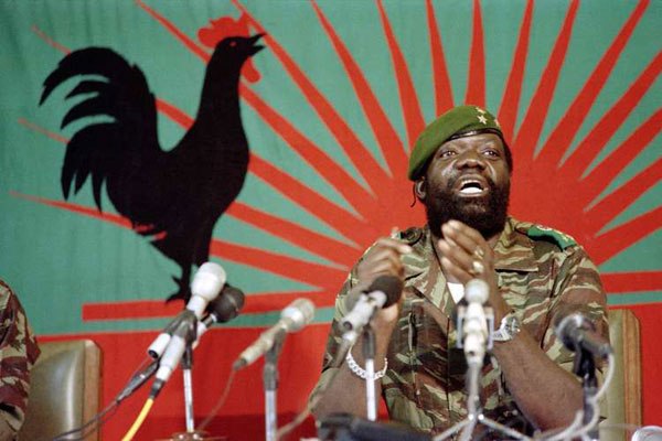 Angolan rebel chief Jonas Savimbi addressing soldiers in Jamba. Three Savimbi sons have lost defamation case in which they accused Activision Blizzard of defamation by representing him as a “barbarian”.
