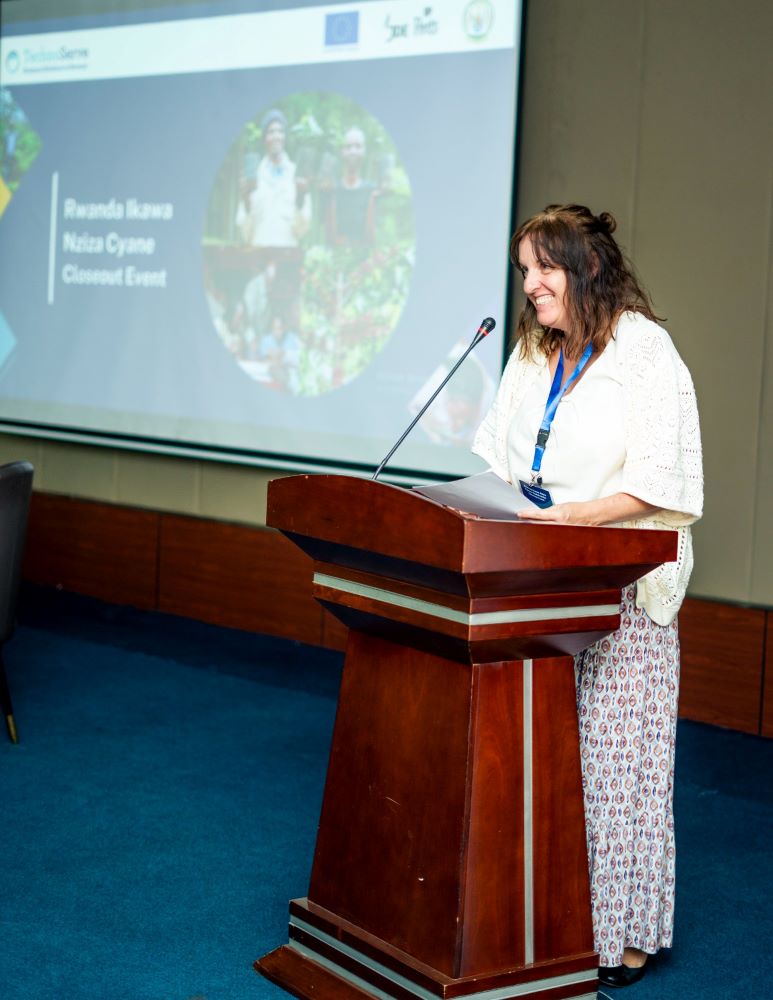 Amparo Gonzalez Diez, team leader of the Agriculture and Rural Development section at the EU delegation to Rwanda delivering her remarks.