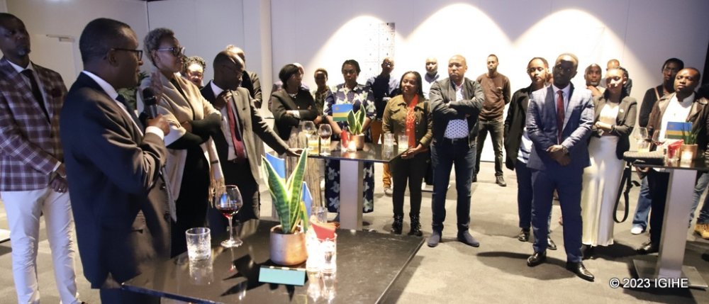 Minister Biruta interacting with Rwandans at the event.