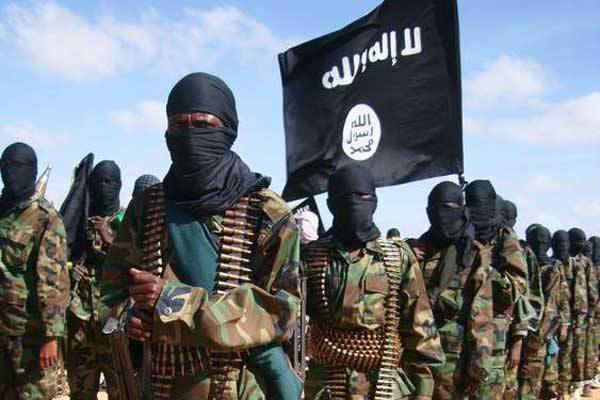 Al-Shabaab militants in Elasha Biyaha, Somalia, on February 13, 2012. Suspected Al-Shabaab militants attacked and destroyed a communication mast at Fino town, Lafey Sub County in Mandera County on Thursday.