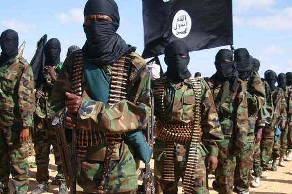 A file photo taken on February 13, 2012 shows members of the Al-Shabaab in Elasha Biyaha, Somalia.