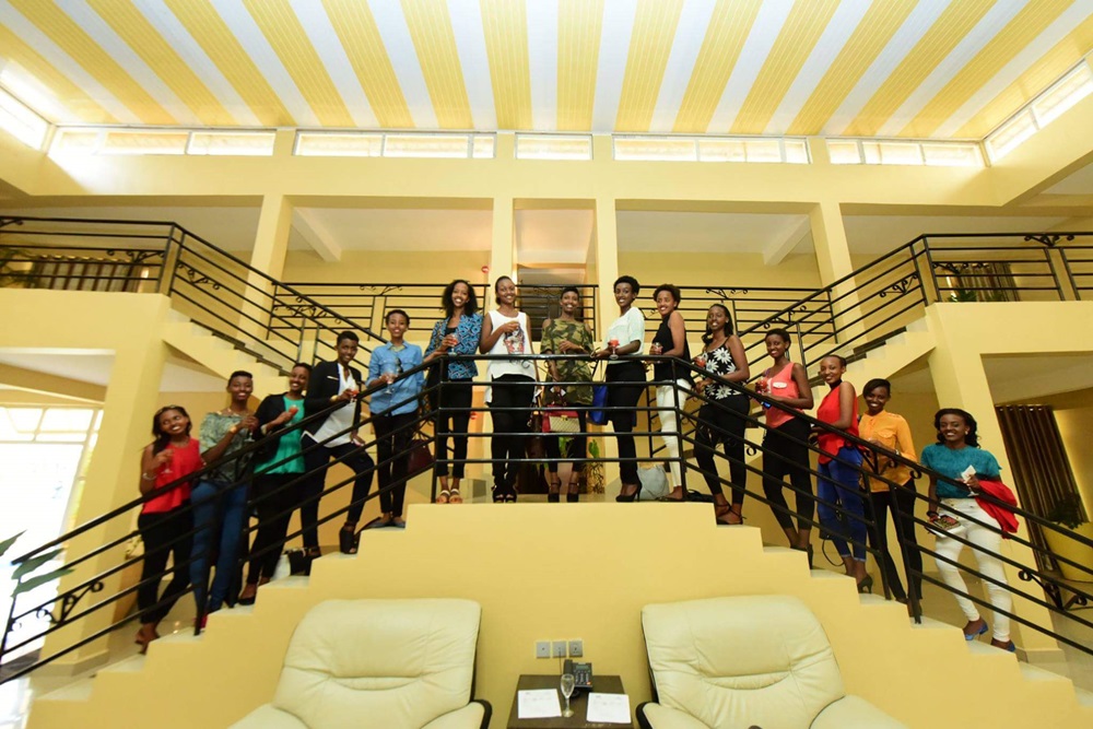 Miss Rwanda contestants pose for a group photo at Golden Tulip Hotel in Bugesera district.