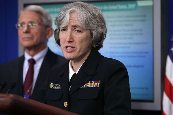 Director of National Institute of Allergy and Infectious Diseases Anthony Fauci (left), and Principal deputy director of the Centers for Disease Control and Prevention Anne Schuchat speak to members of the media during a daily briefing at the James Brady Press Briefing Room April 11, 2016 in Washington, DC.