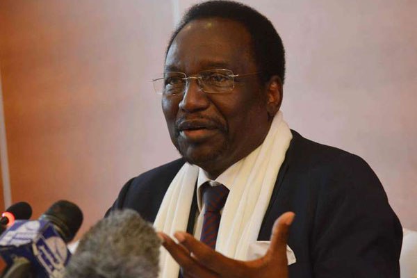 African Union election observation mission chief to Chad's presidential elections and former president of Mali Dioncounda Traore speaks during a press conference on April 12, 2016 in N'Djamena.