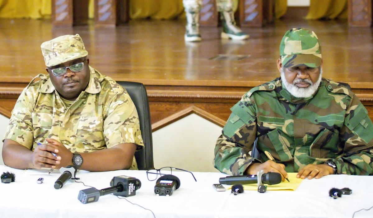 Bertrand Bisimwa, M23's political leader and Corneille Nangaa, the leader of a political-military coalition, Alliance Fleuve Congo (AFC) during a press conference in Goma on Thursday, January 30, 2025. The group has dispatched a five-member delegation to participate in peace talks with Kinshasa in Angola on March 18, 2025.
