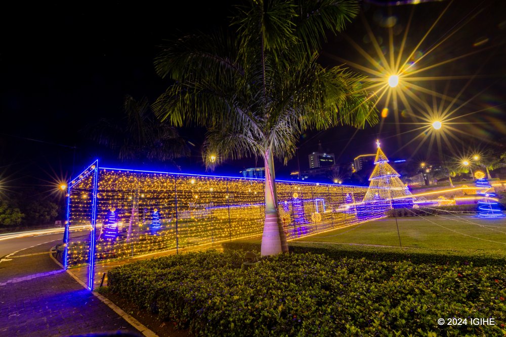 Kigali’s holiday decorations add a sparkling touch to the city’s streets.
