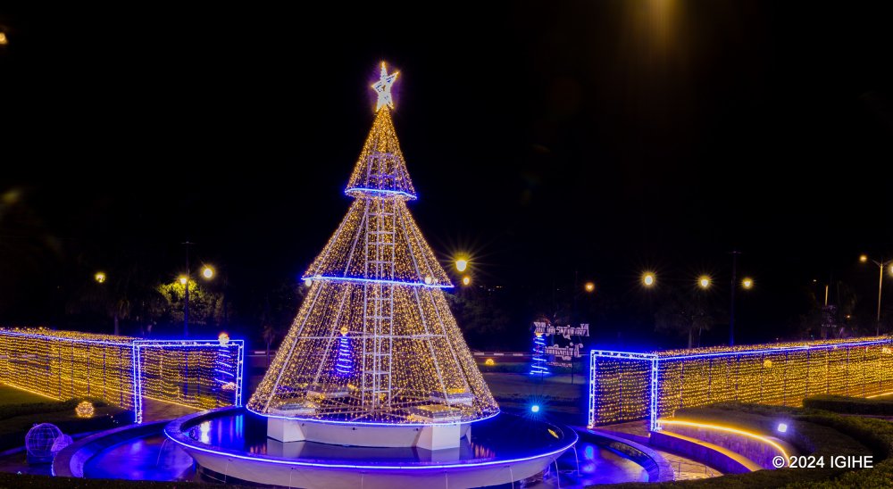 The main roundabout in Kigali City center shines bright for the Christmas and New Year celebrations.
